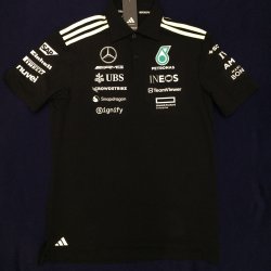 画像1: メルセデス AMG ペトロナス F1 チーム ドライバー ポロシャツ ブラック 2025 /アディダス (サイズ L)