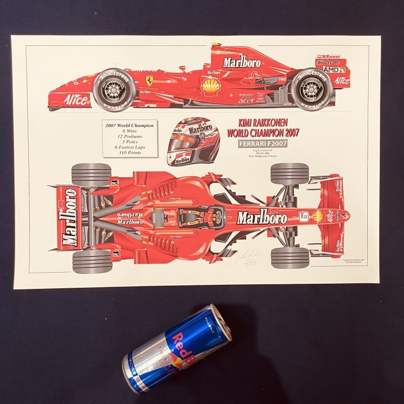 画像1: ●特価品●大判●David Wilson作 エアーブラシプリント FERRARI F2007 WORLD CHAMPION (K.ライコネン）2007